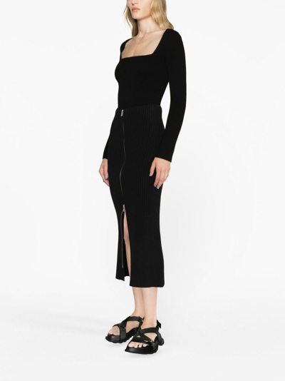 Jil Sander Zip-up Knitted Pencil Skirt In Black