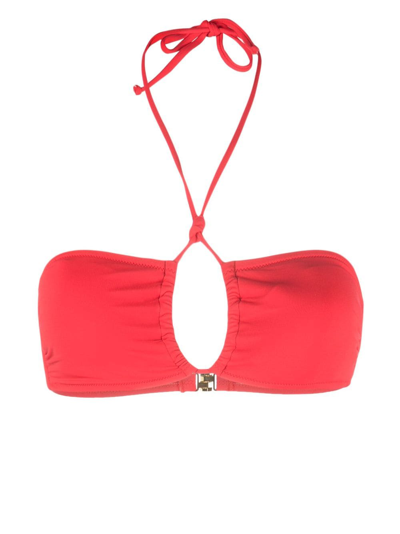 Shop Moschino Halterneck Bikini Top In Red