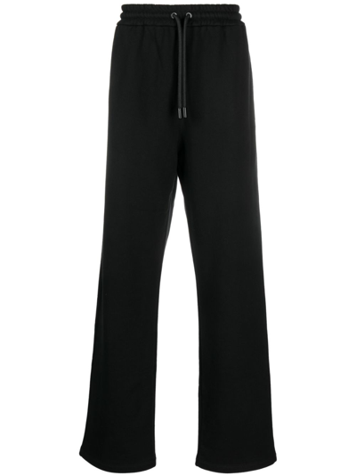 Shop Off-white Logo-embroidered Cotton Track Pants In Black