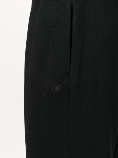 Shop Off-white Logo-embroidered Cotton Track Pants In Black