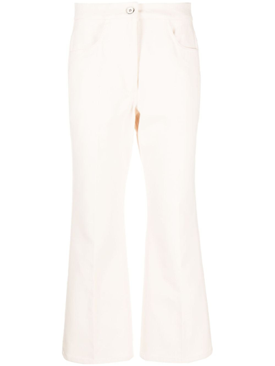 Shop Jil Sander Pressed-crease Flared Trousers In Neutrals