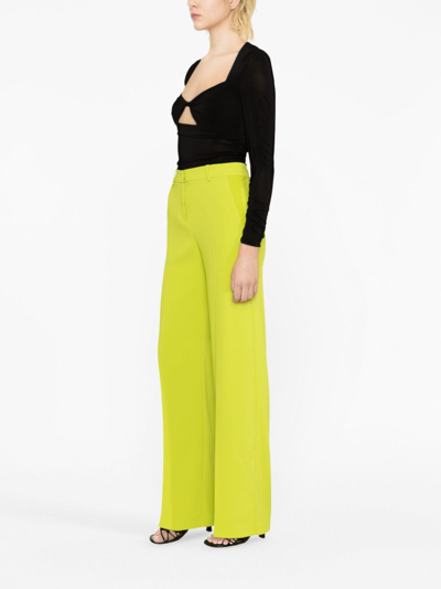 Shop Pinko High-waisted Wide-leg Trousers In Green