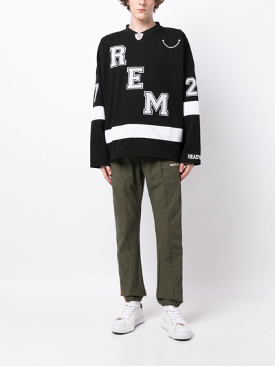 Readymade Logo-embroidered Appliquéd Striped Piqué T-shirt In Black
