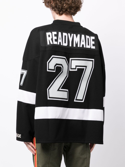 Readymade Logo-embroidered Appliquéd Striped Piqué T-shirt In Black