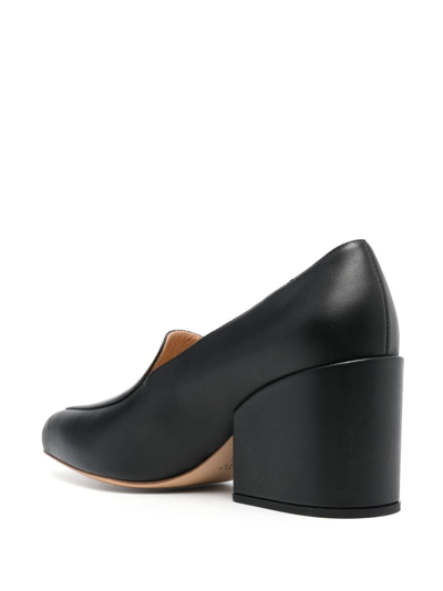 Shop Gabriela Hearst Block-heel Pointed-toe Leather Pumps In Black