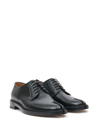 Maison Margiela Tabi-toe Leather Lace-up Shoes In Black