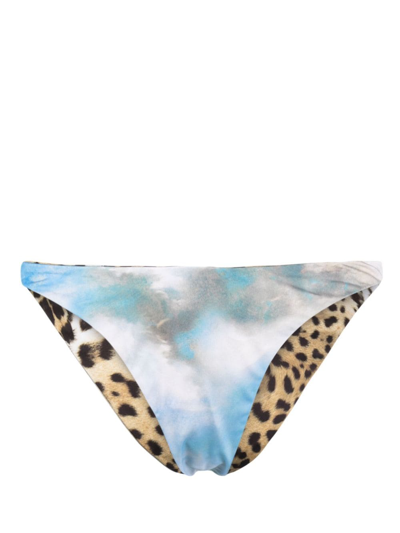 Shop Roberto Cavalli Reversible Bikini Bottoms In Blue