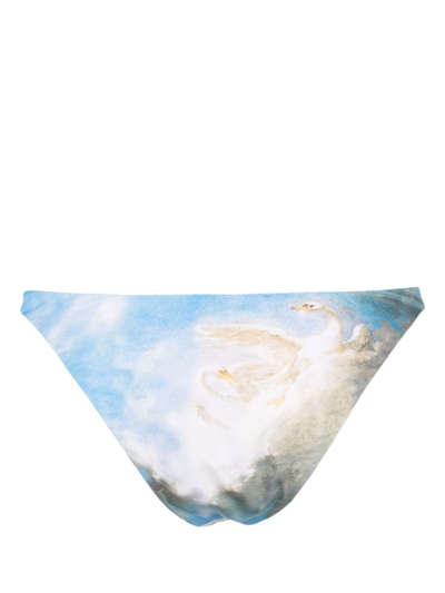 Roberto Cavalli Womens Multicolour Graphic-pattern Mid-rise Bikini Bottoms In Blue