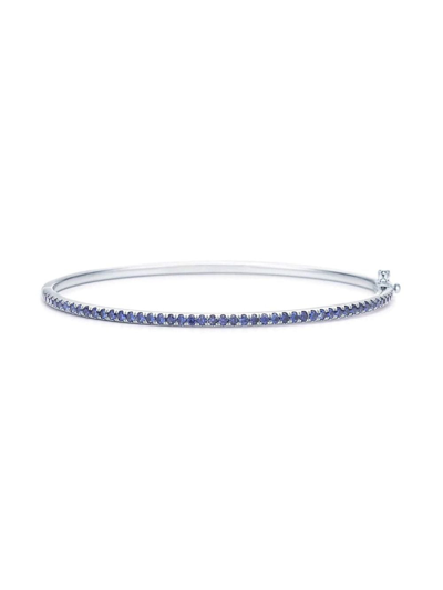 Shop Kwiat 18kt White Gold Stackable Sapphire Bangle In Silver