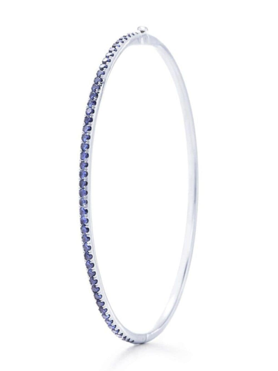 Shop Kwiat 18kt White Gold Stackable Sapphire Bangle In Silver