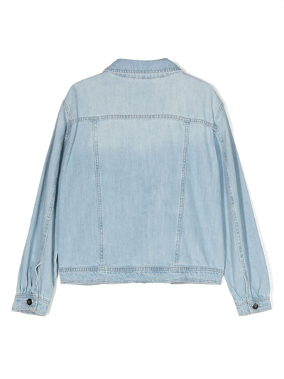 Liu •jo Buttoned Washed-denim Jacket In Blue