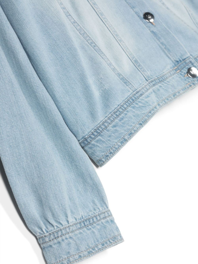Liu •jo Buttoned Washed-denim Jacket In Blue