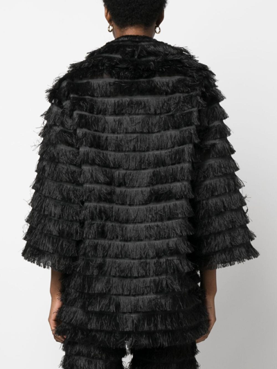 Shop Alberta Ferretti Long-sleeves Fringed Jacket In Black