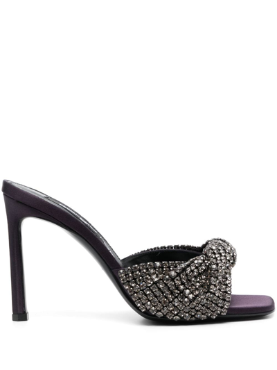 Shop Sergio Rossi Evangelie 95mm Crystal-embellished Mules In Purple