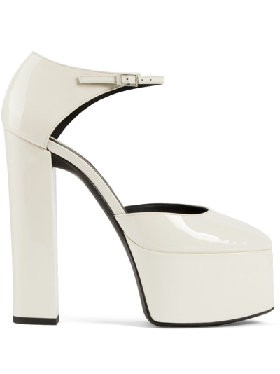 Shop Giuseppe Zanotti Bebe 15mm Patent-finish Platform Sandals In White