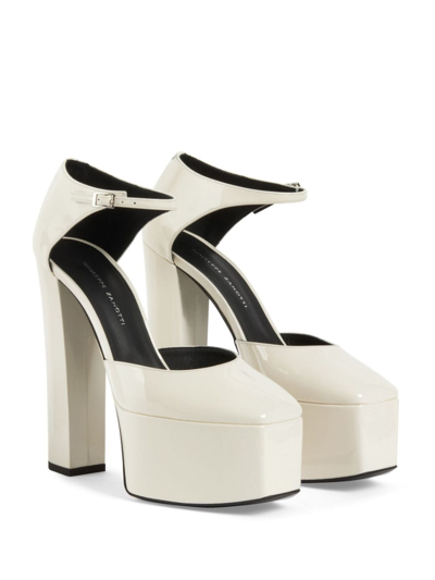 Shop Giuseppe Zanotti Bebe 15mm Patent-finish Platform Sandals In White