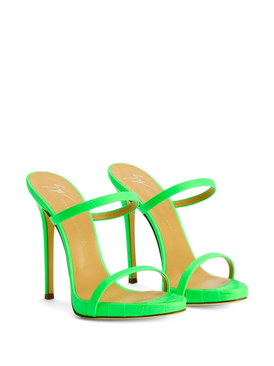 Shop Giuseppe Zanotti Darsey 120mm Double-strap Leather Mules In Green
