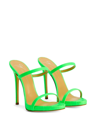 Giuseppe Zanotti Darsey 120mm Double-strap Leather Mules In Green