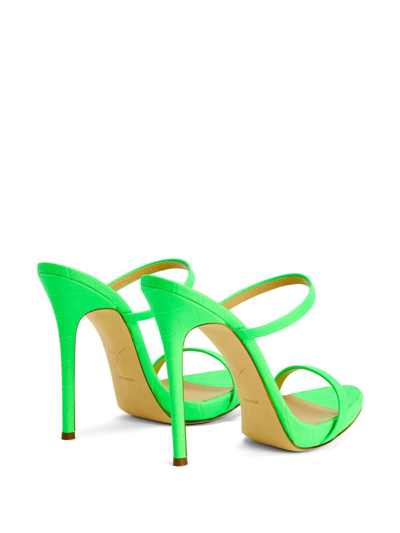 Shop Giuseppe Zanotti Darsey 120mm Double-strap Leather Mules In Green