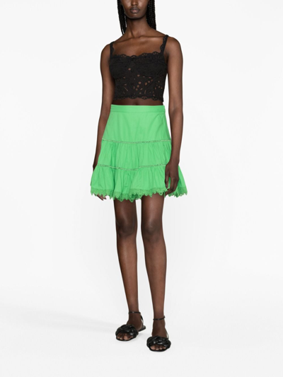 Charo Ruiz Argy Lace-trim Cotton Mini Skirt In Green