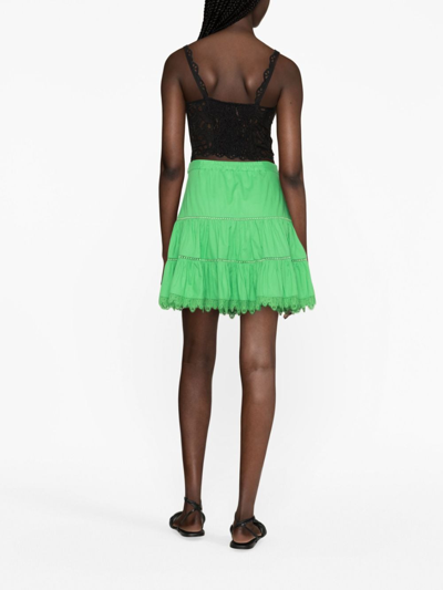 Charo Ruiz Argy Lace-trim Cotton Mini Skirt In Green