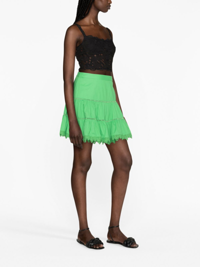 Charo Ruiz Argy Lace-trim Cotton Mini Skirt In Green