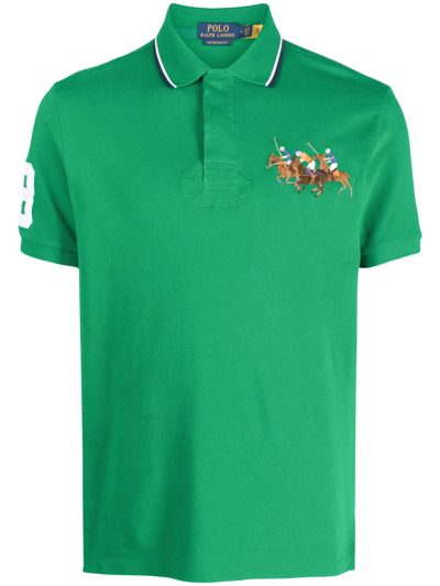 Shop Polo Ralph Lauren Embroidered-motif Cotton Polo Shirt In Green