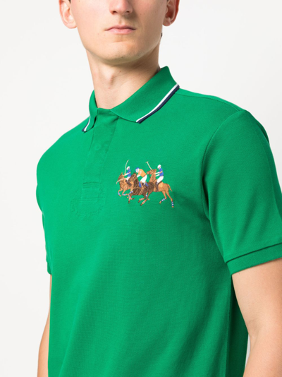 Shop Polo Ralph Lauren Embroidered-motif Cotton Polo Shirt In Green