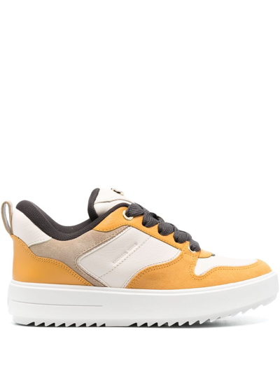 Shop Michael Michael Kors Rumi Colour-block Leather Platform Sneakers In Orange