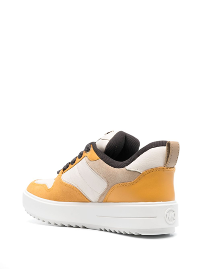 Shop Michael Michael Kors Rumi Colour-block Leather Platform Sneakers In Orange