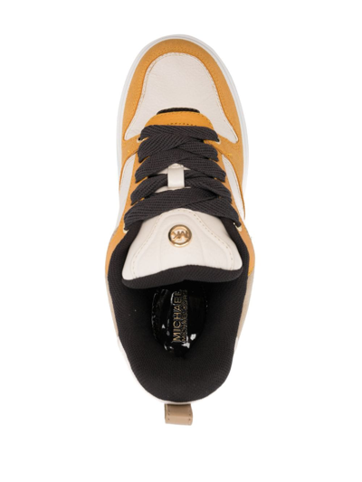 Shop Michael Michael Kors Rumi Colour-block Leather Platform Sneakers In Orange
