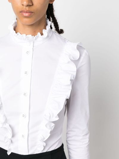 Shop Philosophy Di Lorenzo Serafini Ruffled Poplin Shirt In White