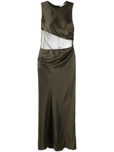 Shop Christopher Esber Verdant Falls Silk Maxi Dress In Green