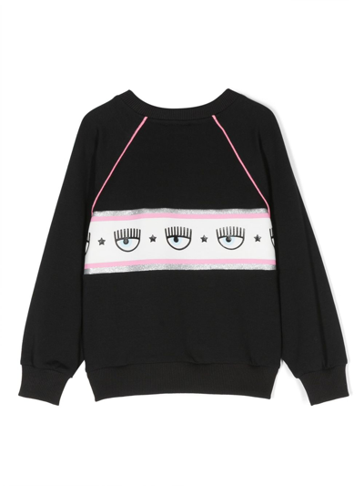Shop Chiara Ferragni Eyelike Logo-tape Sweatshirt In Black