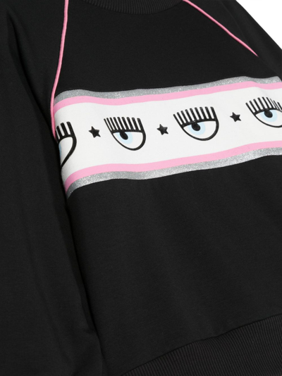 Shop Chiara Ferragni Eyelike Logo-tape Sweatshirt In Black