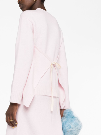 Shop Jil Sander Layered Wool Midi Dress In Pink