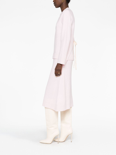 Shop Jil Sander Layered Wool Midi Dress In Pink