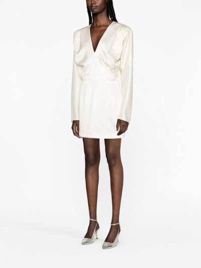 Magda Butrym V-neck Wrap Silk Minidress In Neutrals