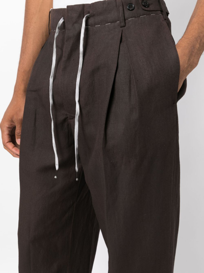 Shop Maison Margiela Drawstring Straight-leg Trousers In Brown