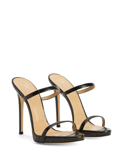 Shop Giuseppe Zanotti Darsey 120mm Double-strap Leather Mules In Black