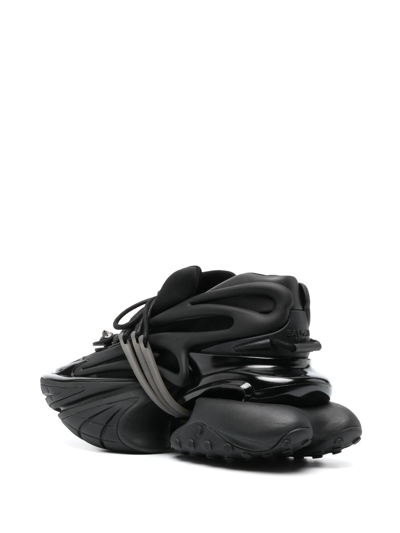 Shop Balmain Unicorn Leather Low-top Sneakers In Black