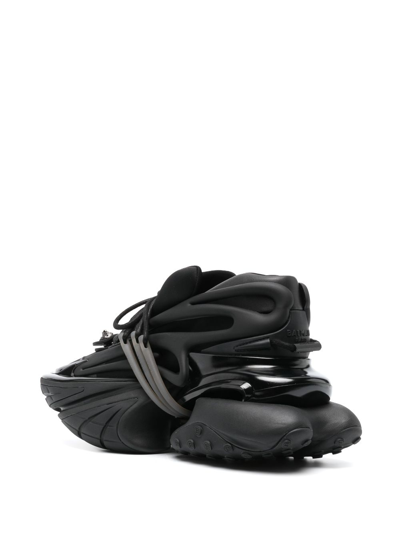 Balmain Unicorn Leather Low-top Sneakers In Black