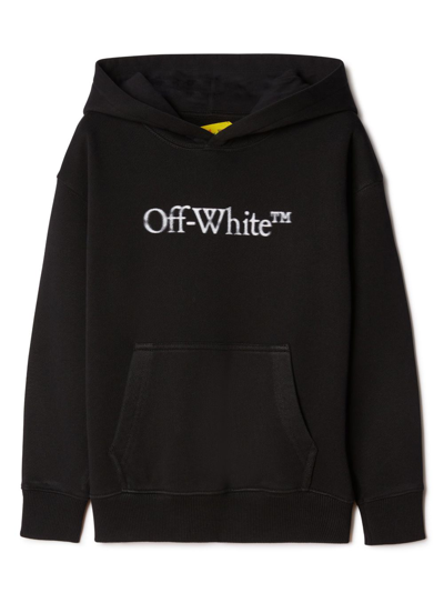 Off-white Logo-print Cotton Hoodie In Black