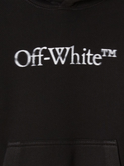 Shop Off-white Bookish Bit Logo-print Hoodie In Black