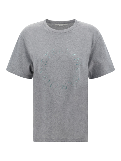 Shop Stella Mccartney Rhinestone T-shirt In Grey Melange