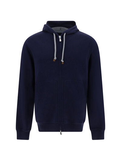 Shop Brunello Cucinelli Hoodie In Cobalto