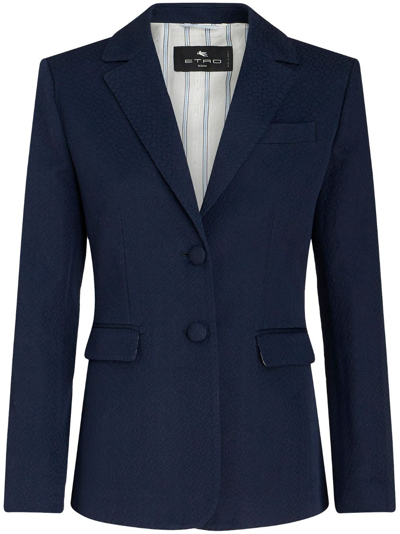 Shop Etro Single-breasted Notched Blazer In Blue