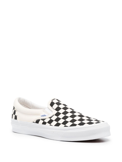 Shop Vans Og Classic Slip-on Lx "checkerboard" Sneakers In White