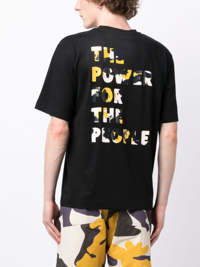 Shop The Power For The People Logo-print Organic-cotton T-shirt In Black