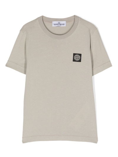 Shop Stone Island Junior Compass-patch Cotton T-shirt In Grey